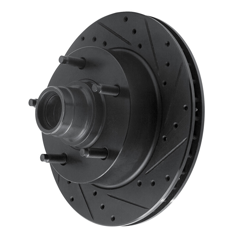 Ford E-150 Club Wagon Brake Rotor (1) - Front Right - R1 Concepts - Drilled & Slotted - Black - `94-`03